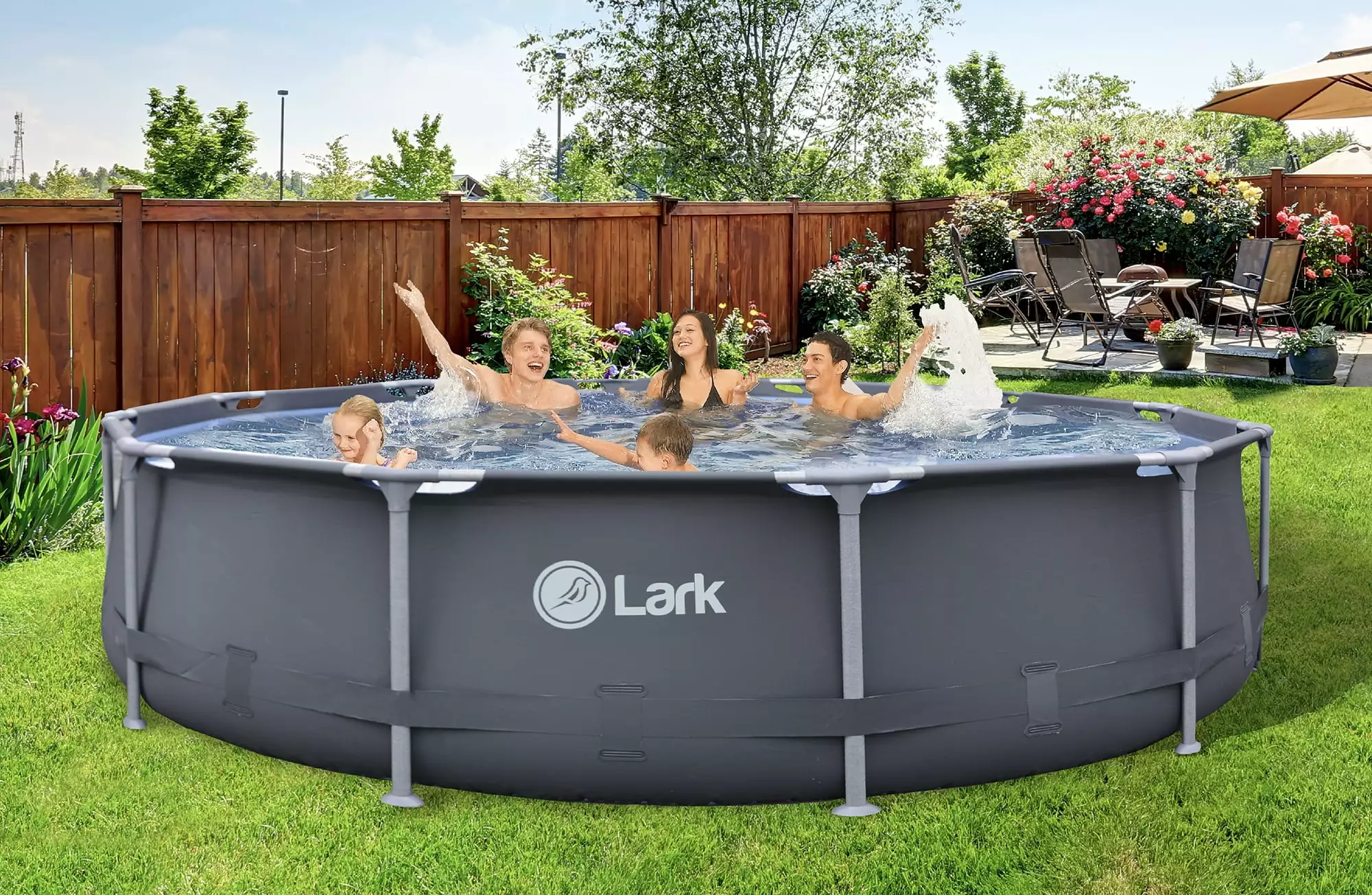 Lark Rustproof 12' ft. x 30 inch Fiberglass Frame Backyard Above Ground ...