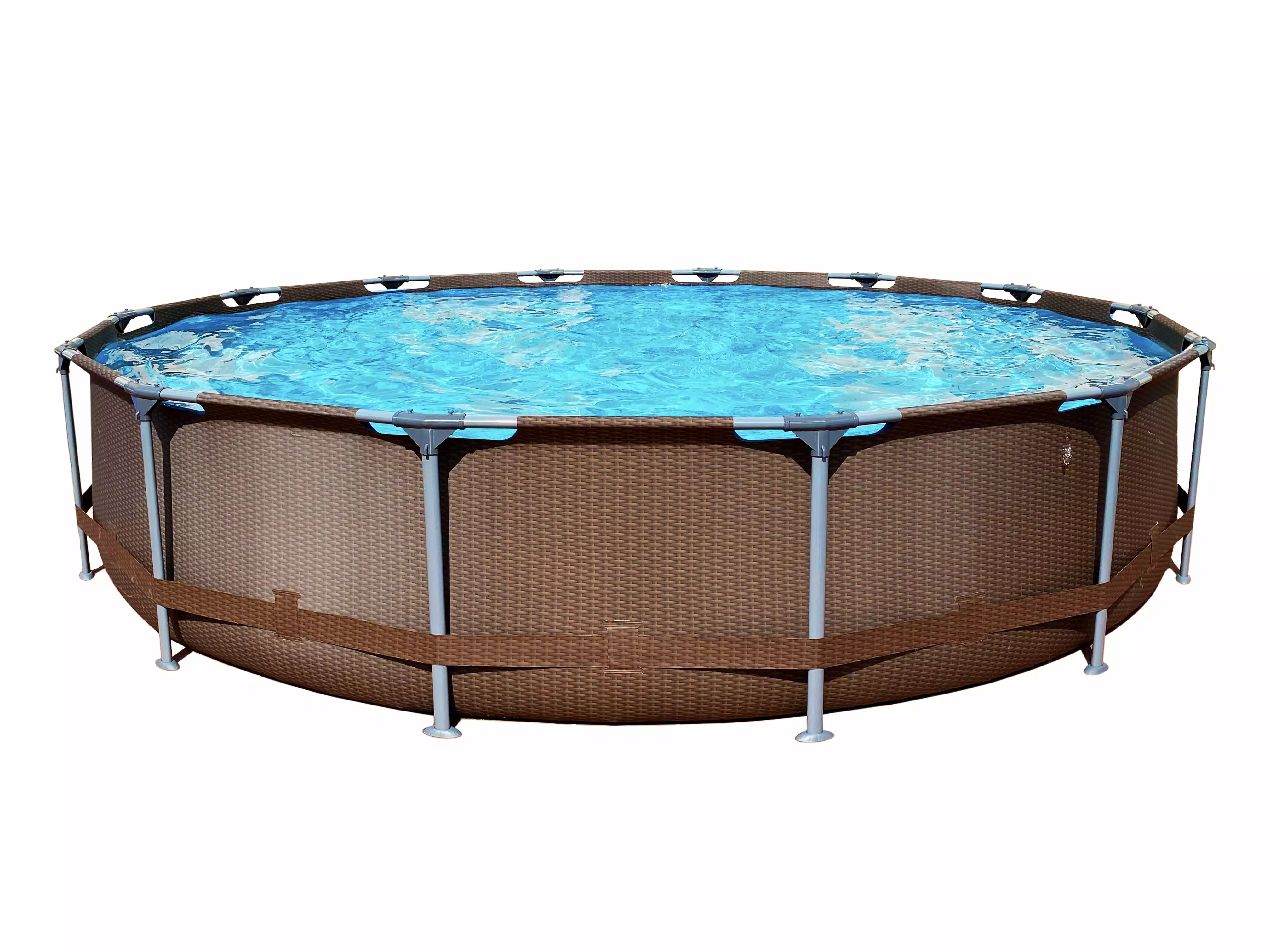 Pool Rattan Avenli 14ft x 33 Rattan Series Round Steel Frame Above-Ground Swimming ...